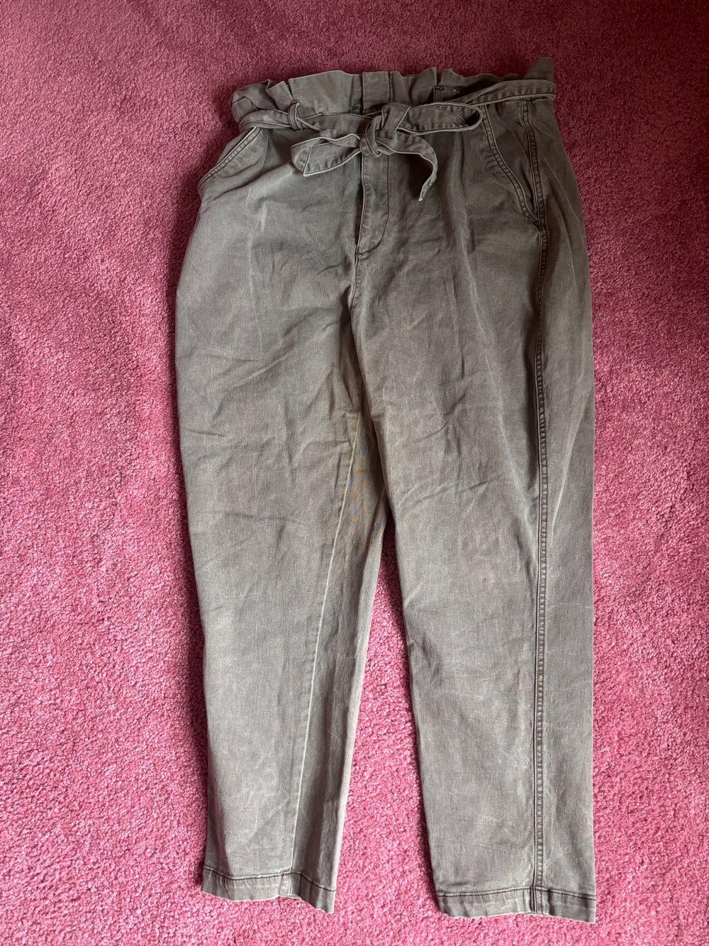Olive green paperbag pants